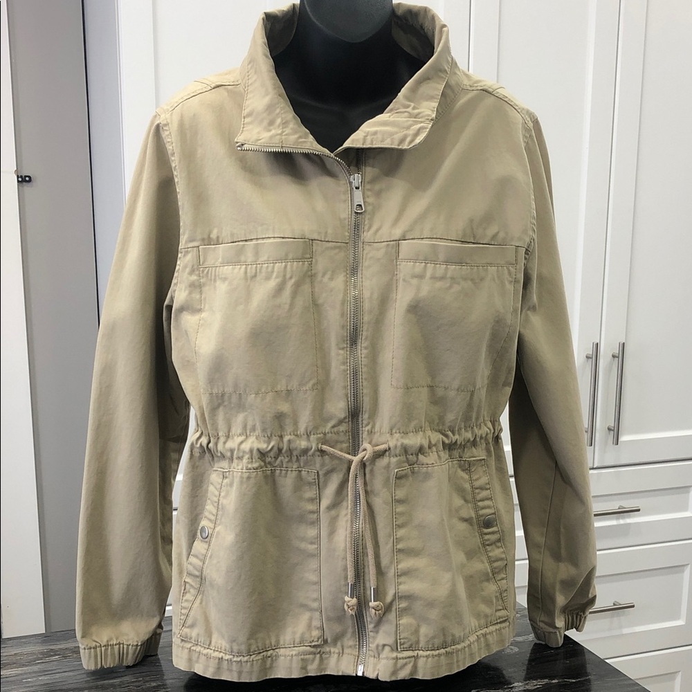 Old Navy Utility Jacket | Women’s Large | Tan | Drawstring Waist | Cotton